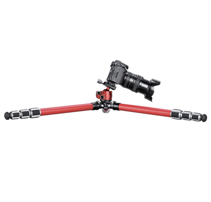 Leofoto LA-324C Athena Tripod with Red LH-40LR Ball Head