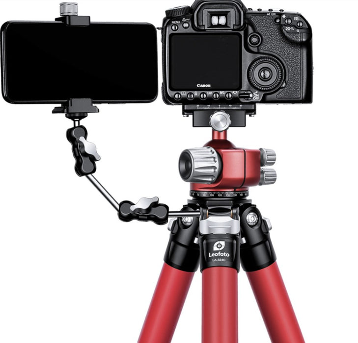Leofoto LA-324C Athena Tripod with Red LH-40LR Ball Head